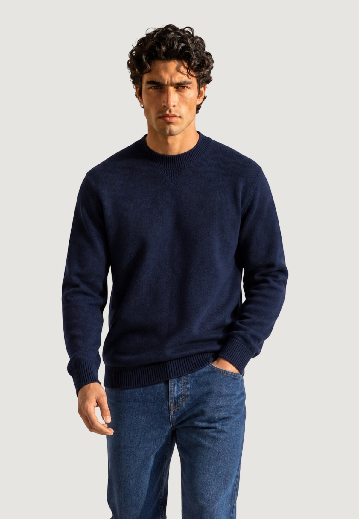 Armani Exchange Trui met Klassieke Kraag – Marineblauw