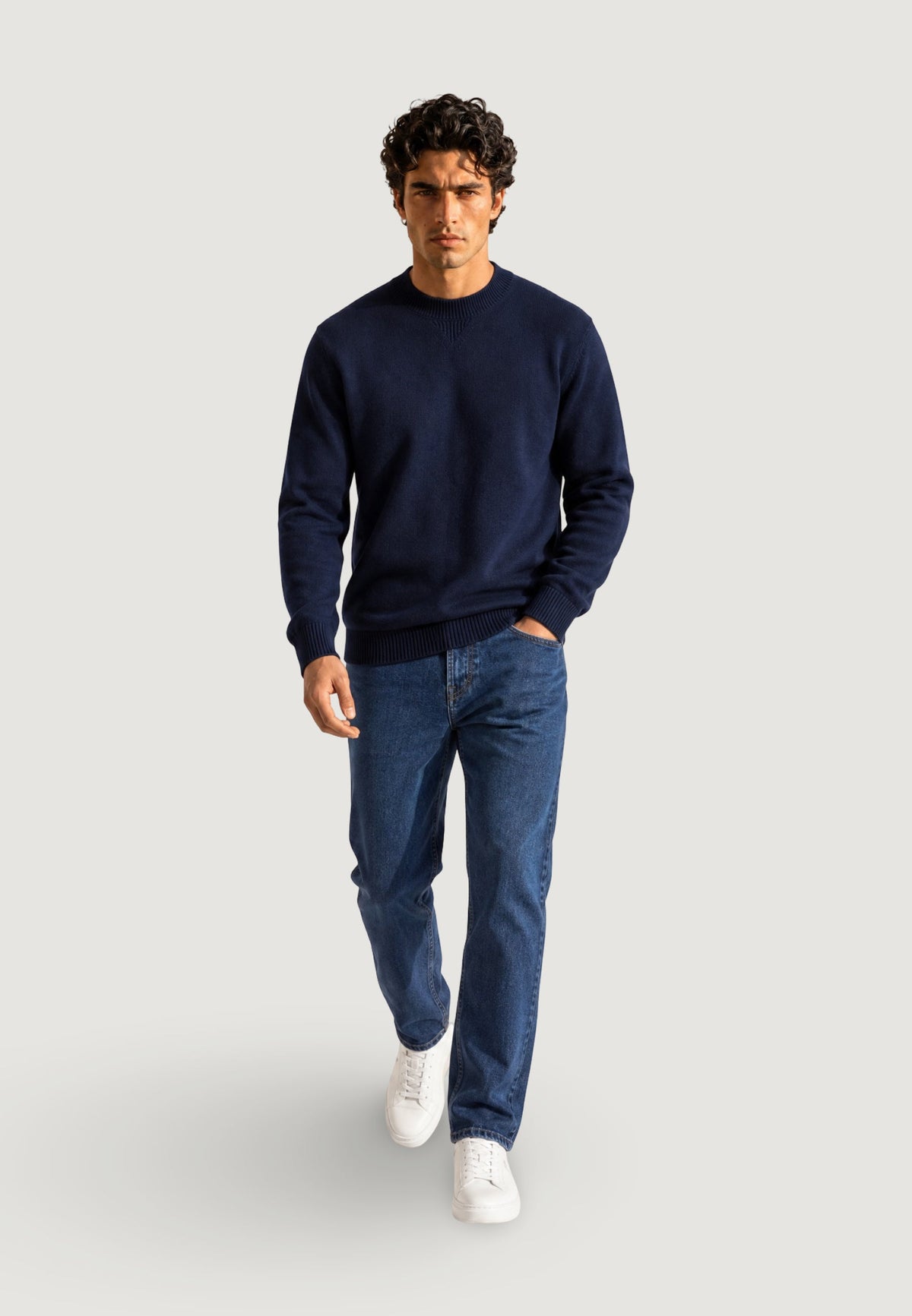 Armani Exchange Trui met Klassieke Kraag – Marineblauw