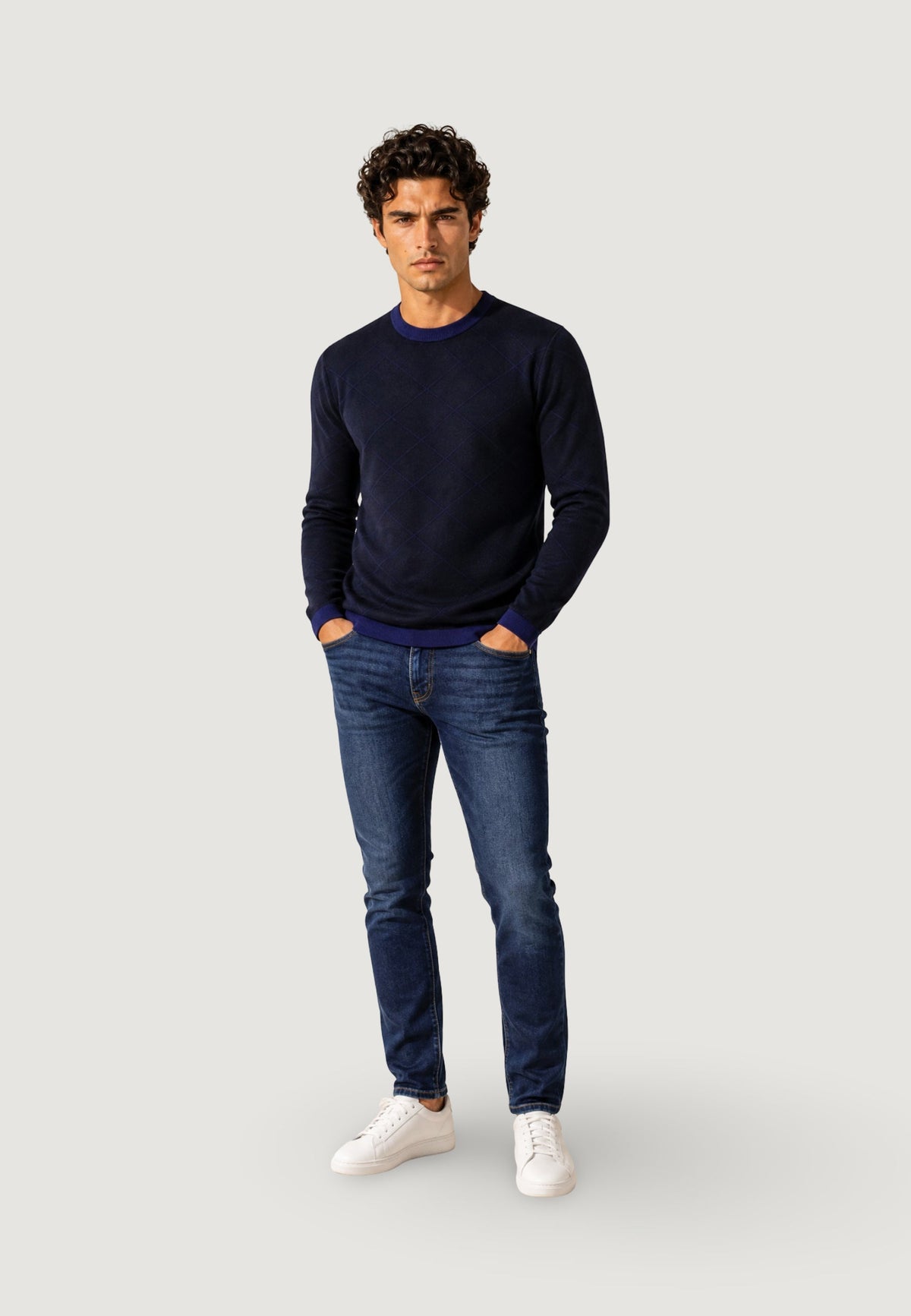 Armani Exchange Trui van Viscose – Marineblauw