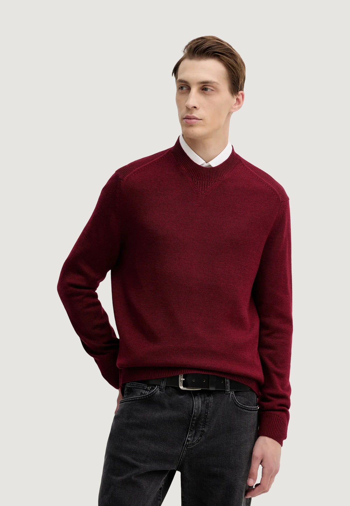 Armani Exchange Trui met Klassieke Kraag – Bordeaux