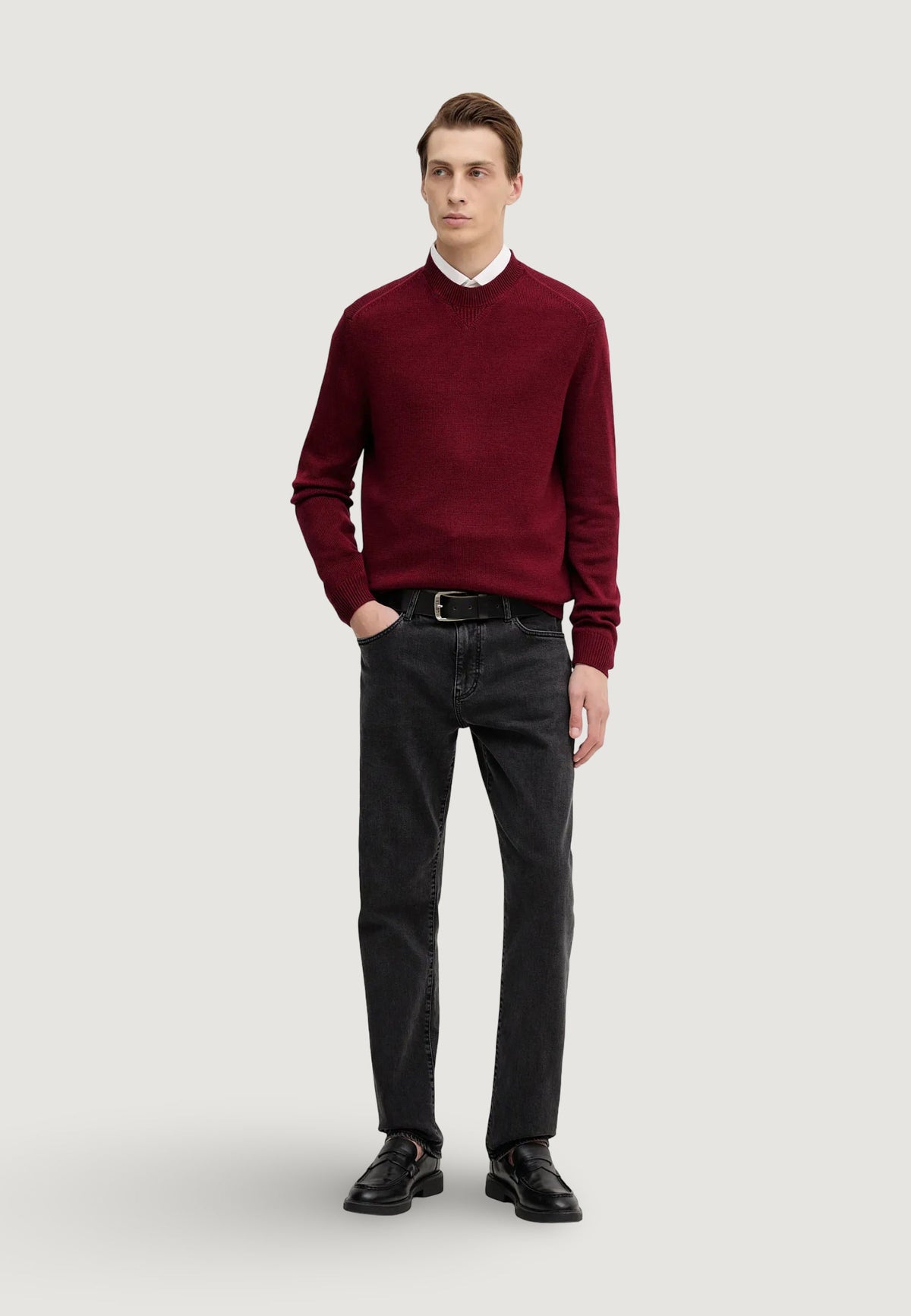Armani Exchange Trui met Klassieke Kraag – Bordeaux
