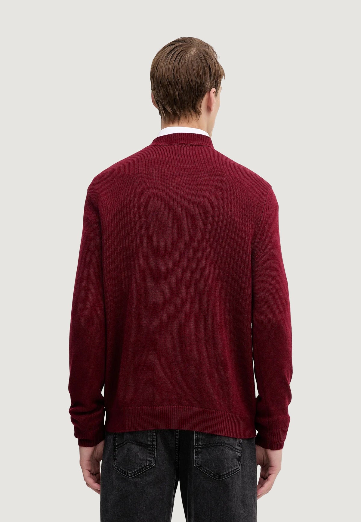Armani Exchange Trui met Klassieke Kraag – Bordeaux