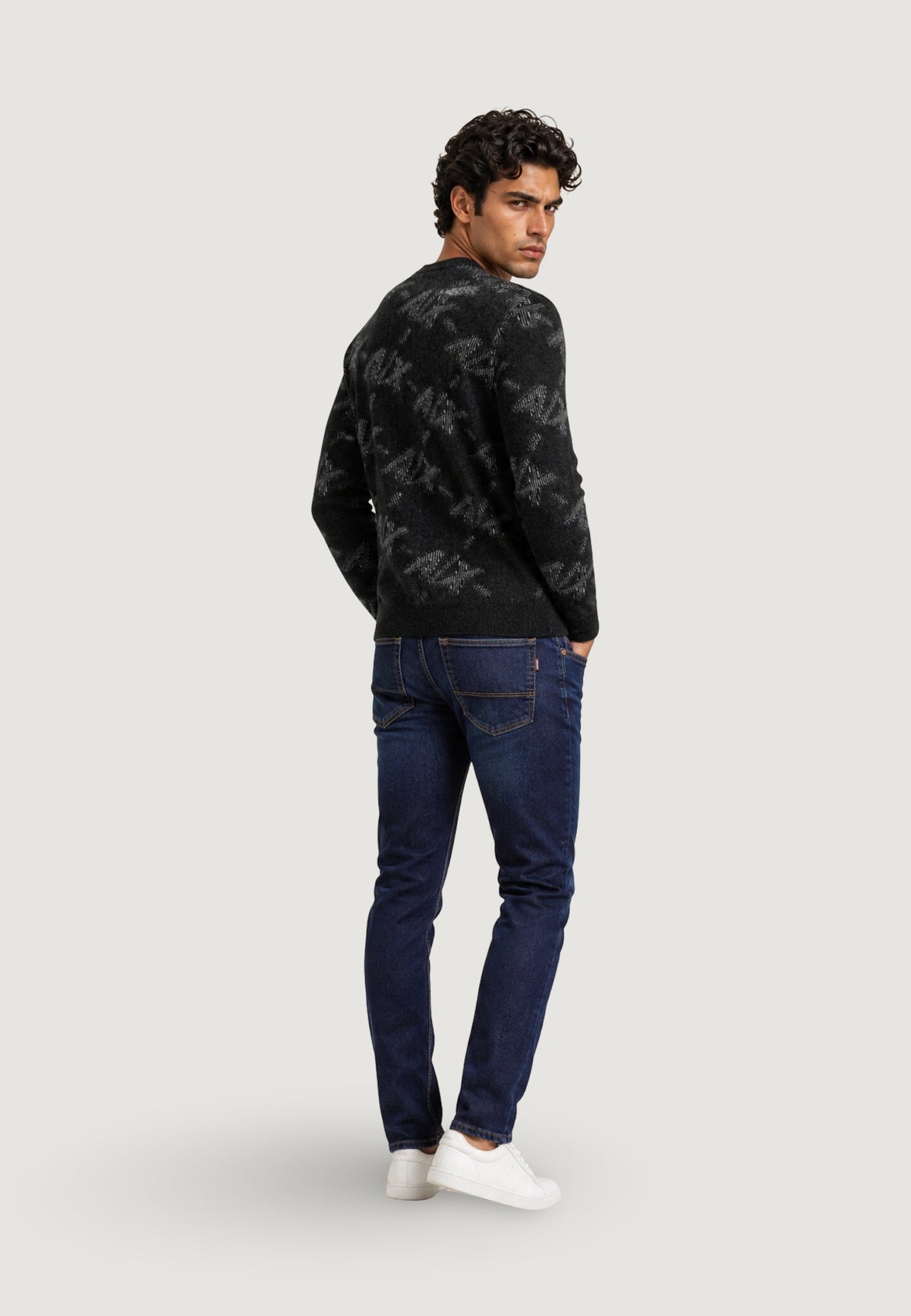 Armani Exchange Gebreide Trui – Zwart / Grijs