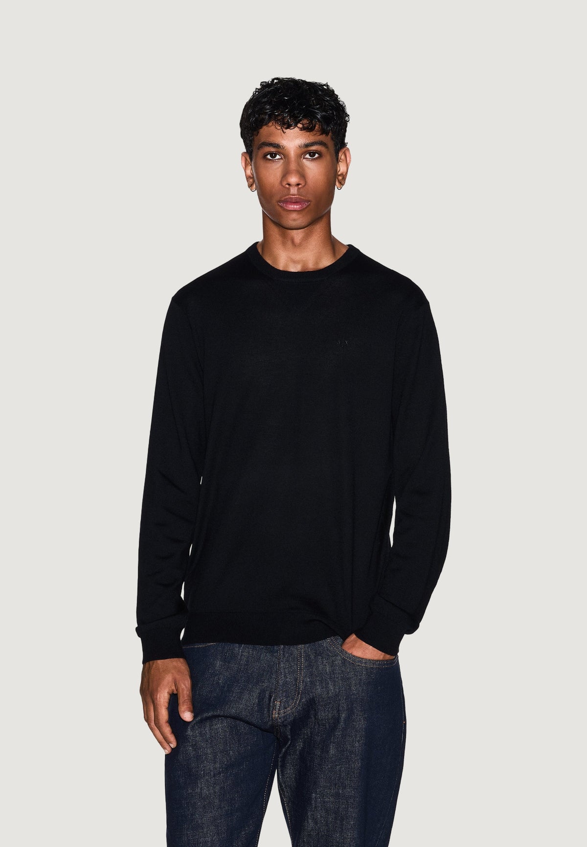 Armani Exchange Trui van Wolmix – Zwart