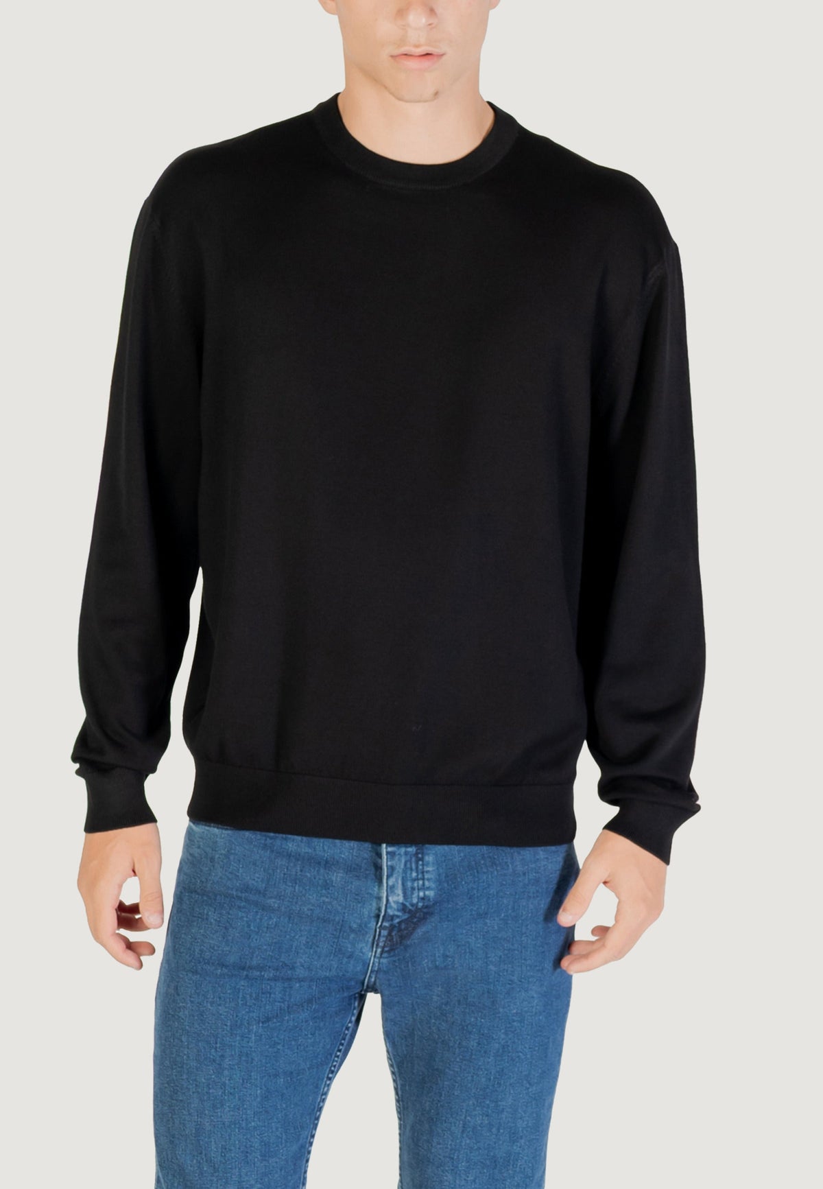 Armani Exchange Viscose Trui met Ronde Hals – Zwart