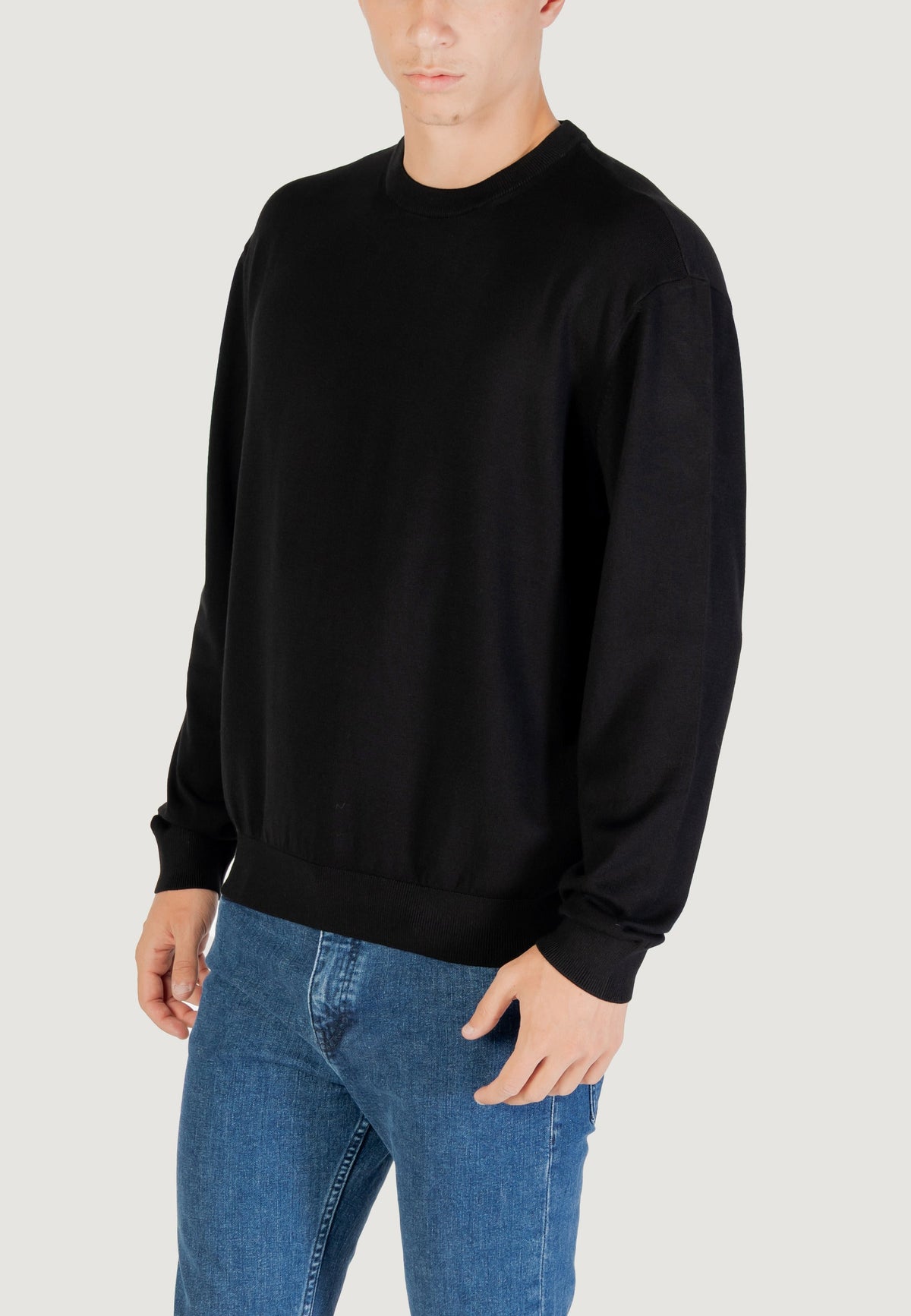 Armani Exchange Viscose Trui met Ronde Hals – Zwart