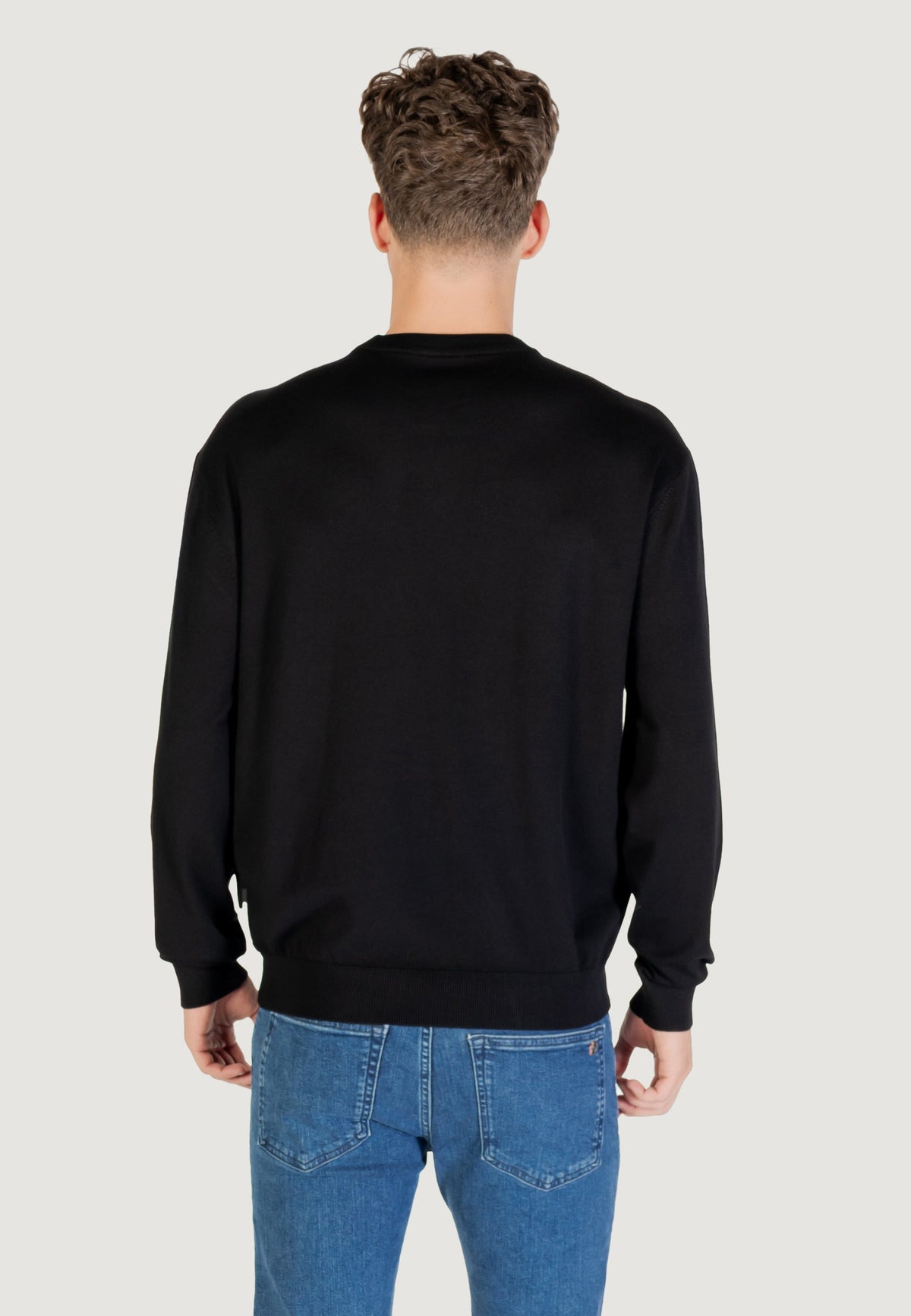 Armani Exchange Viscose Trui met Ronde Hals – Zwart