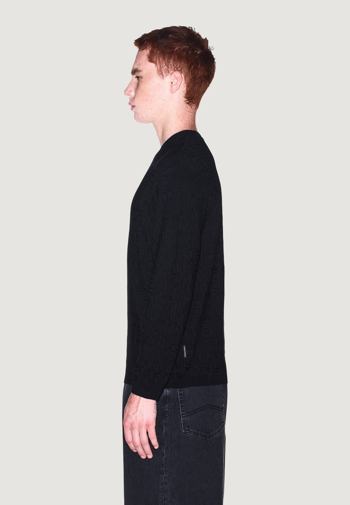 Armani Exchange Viscose Trui met Ronde Hals – Zwart
