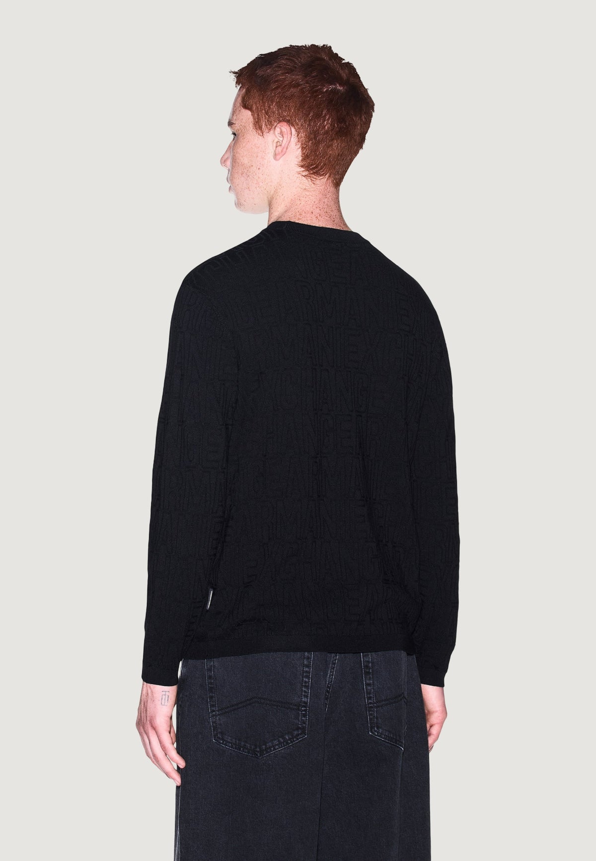 Armani Exchange Viscose Trui met Ronde Hals – Zwart