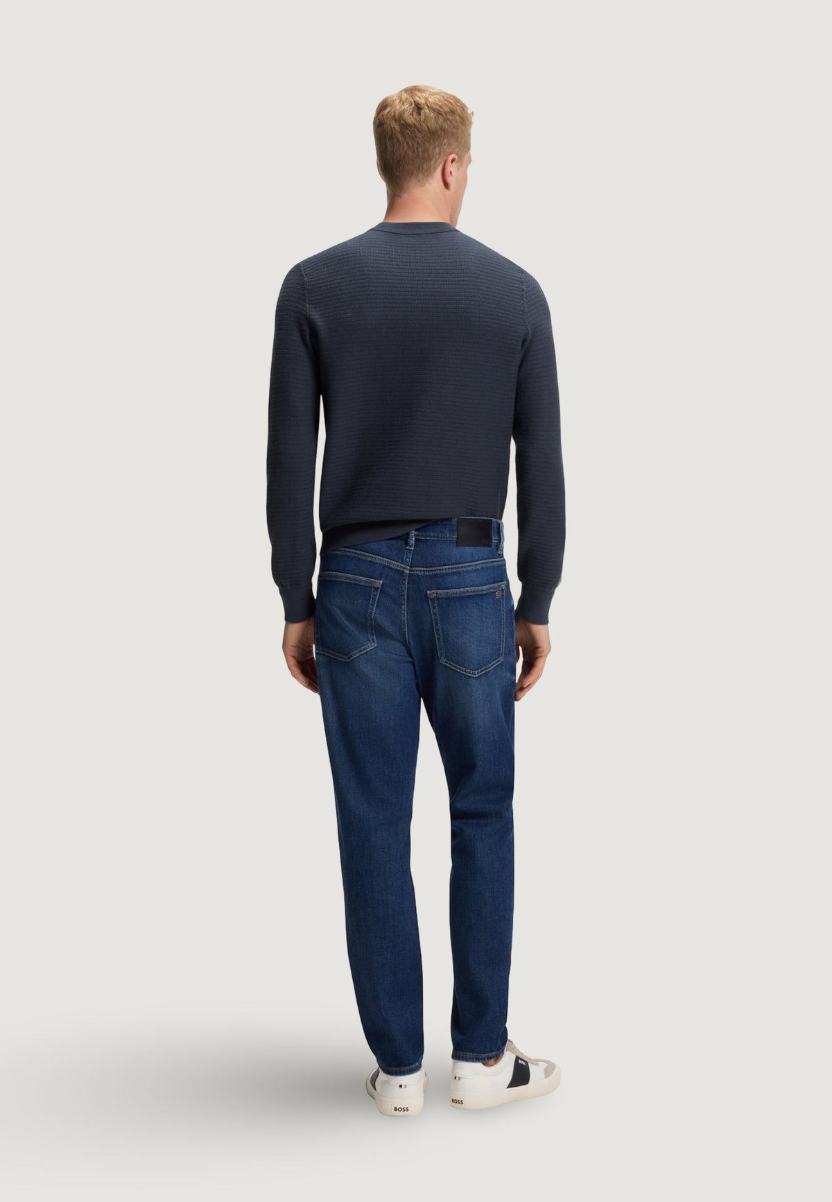 Boss Anion Trui van katoen en kasjmier – Blauw