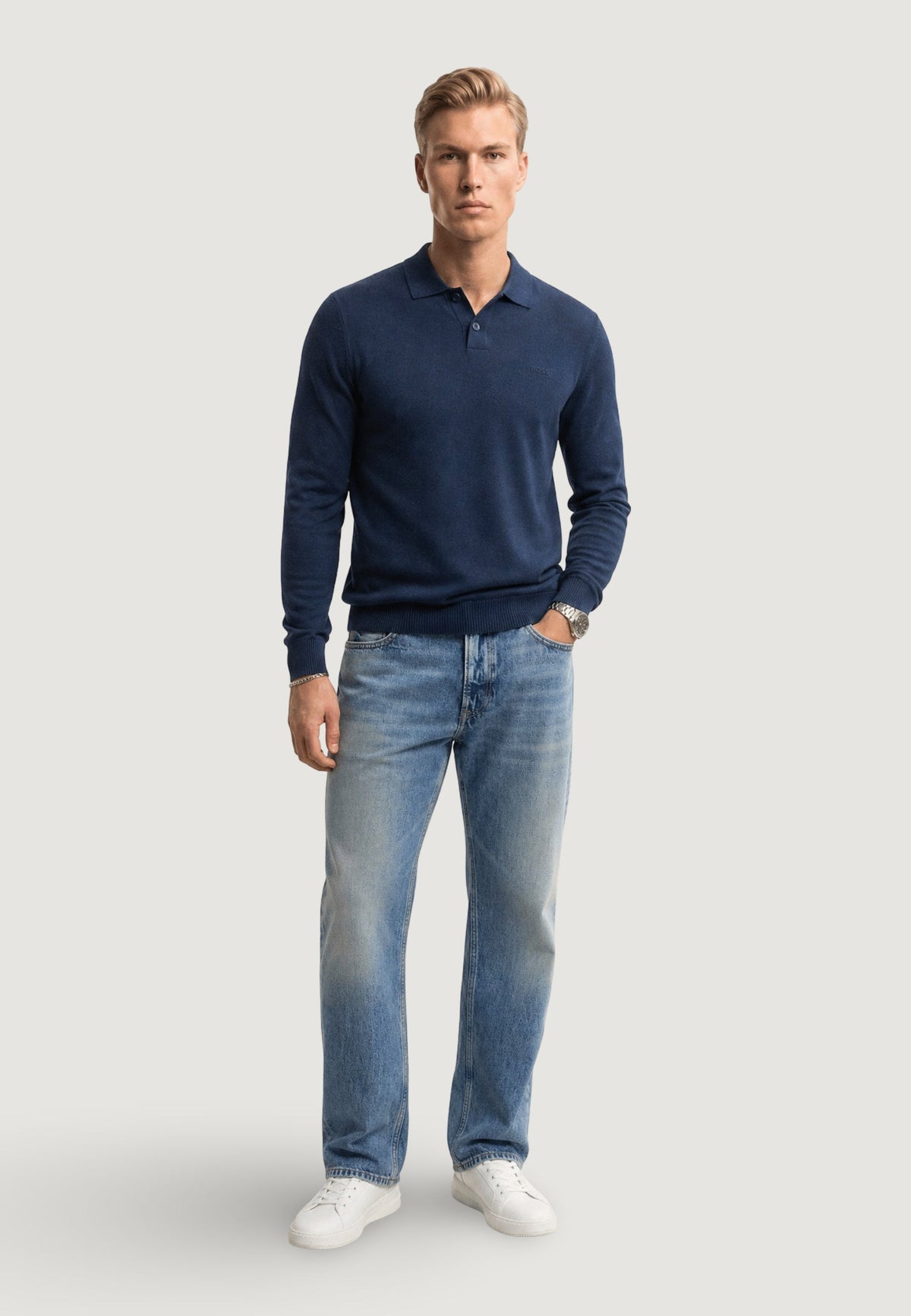 Boss Asac Gebreide trui – Blauw