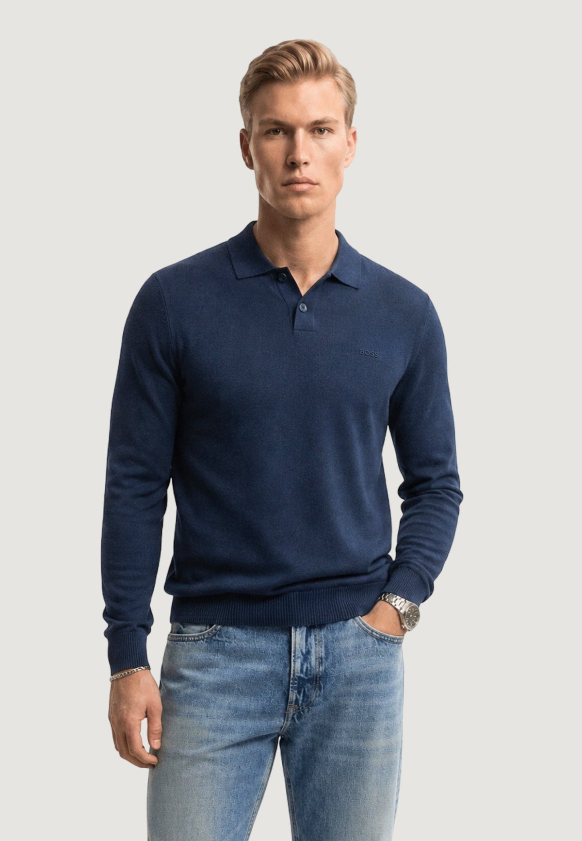 Boss Asac Gebreide trui – Blauw