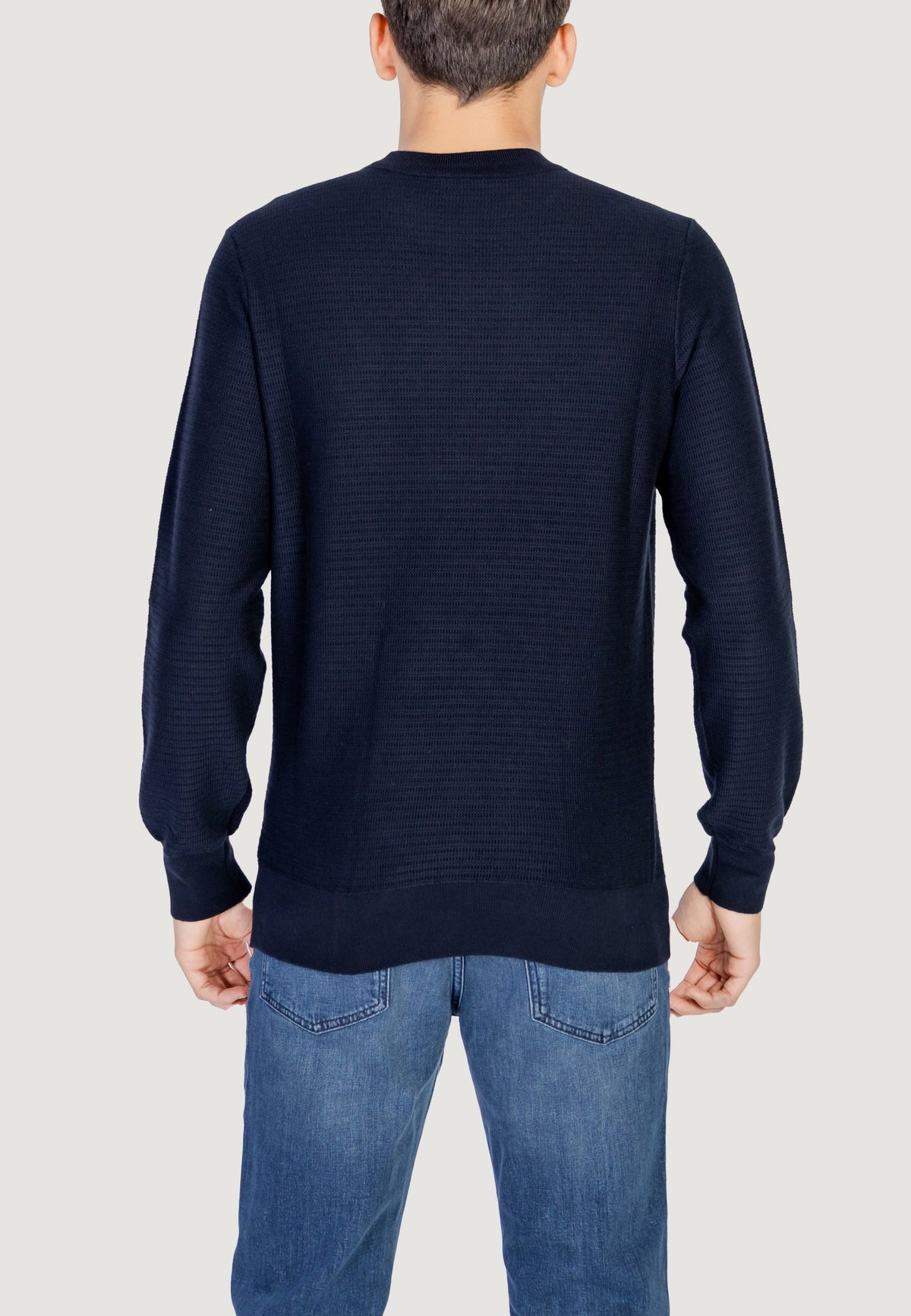 Boss Anion Trui van katoen en kasjmier – Marineblauw