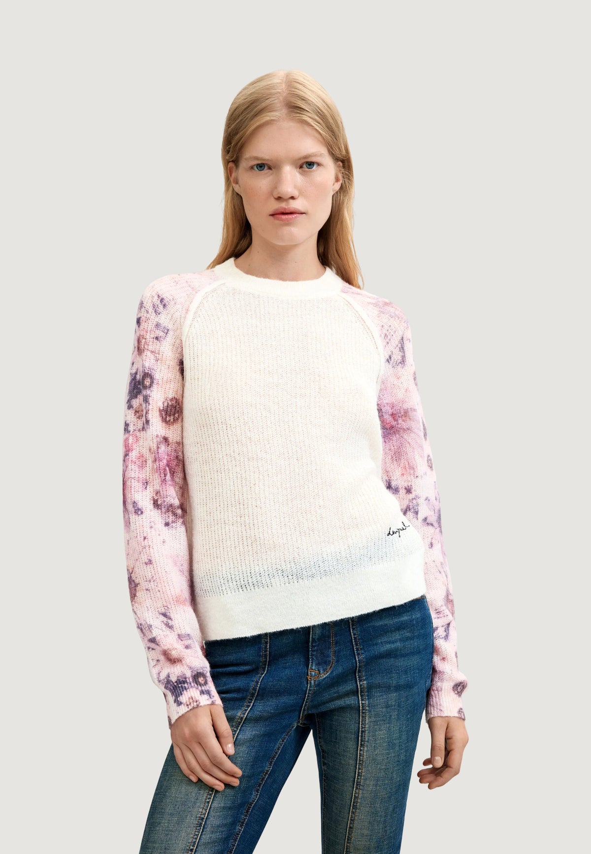 Desigual Fancybotanic Trui – Wit / Roze