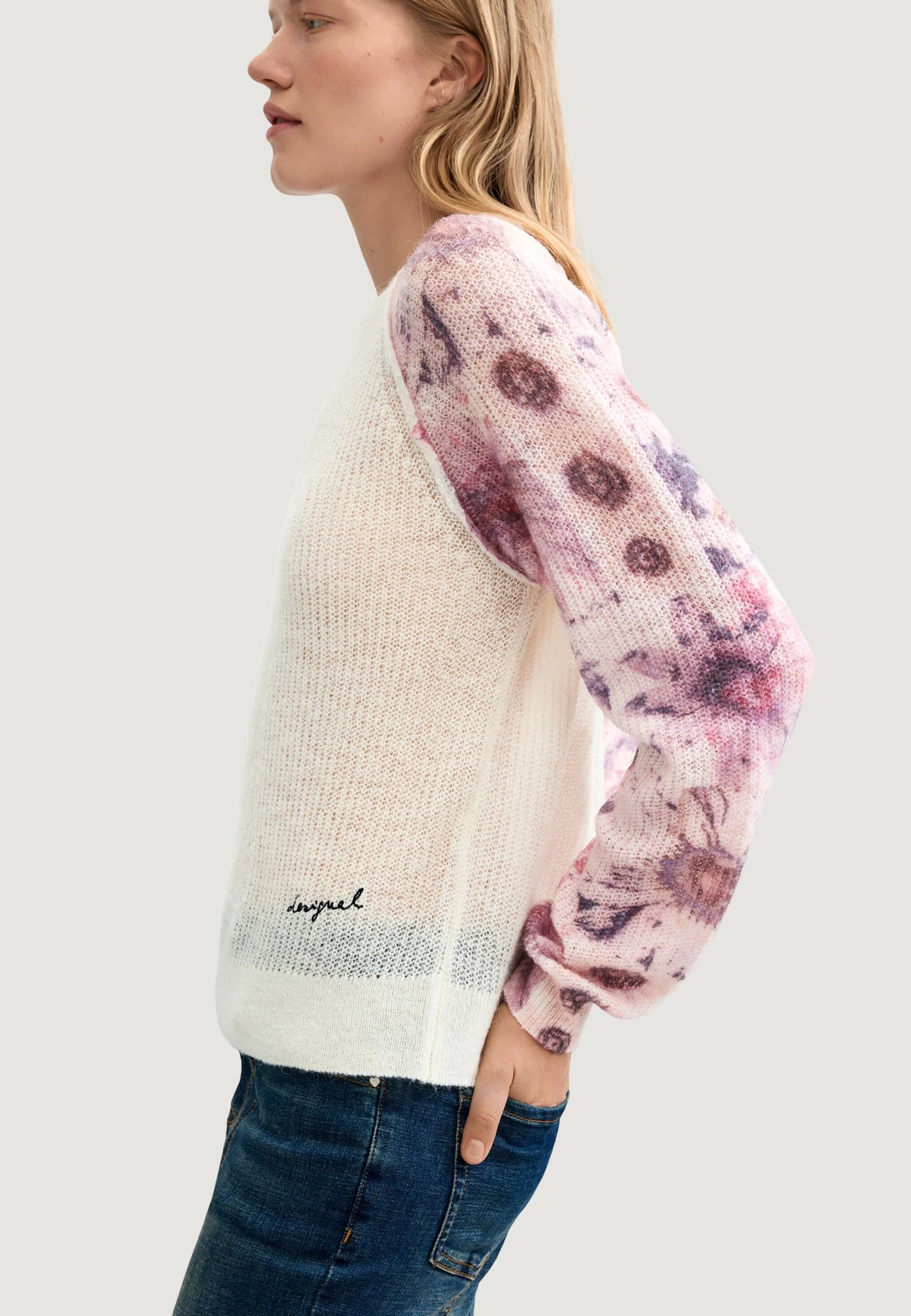 Desigual Fancybotanic Trui – Wit / Roze