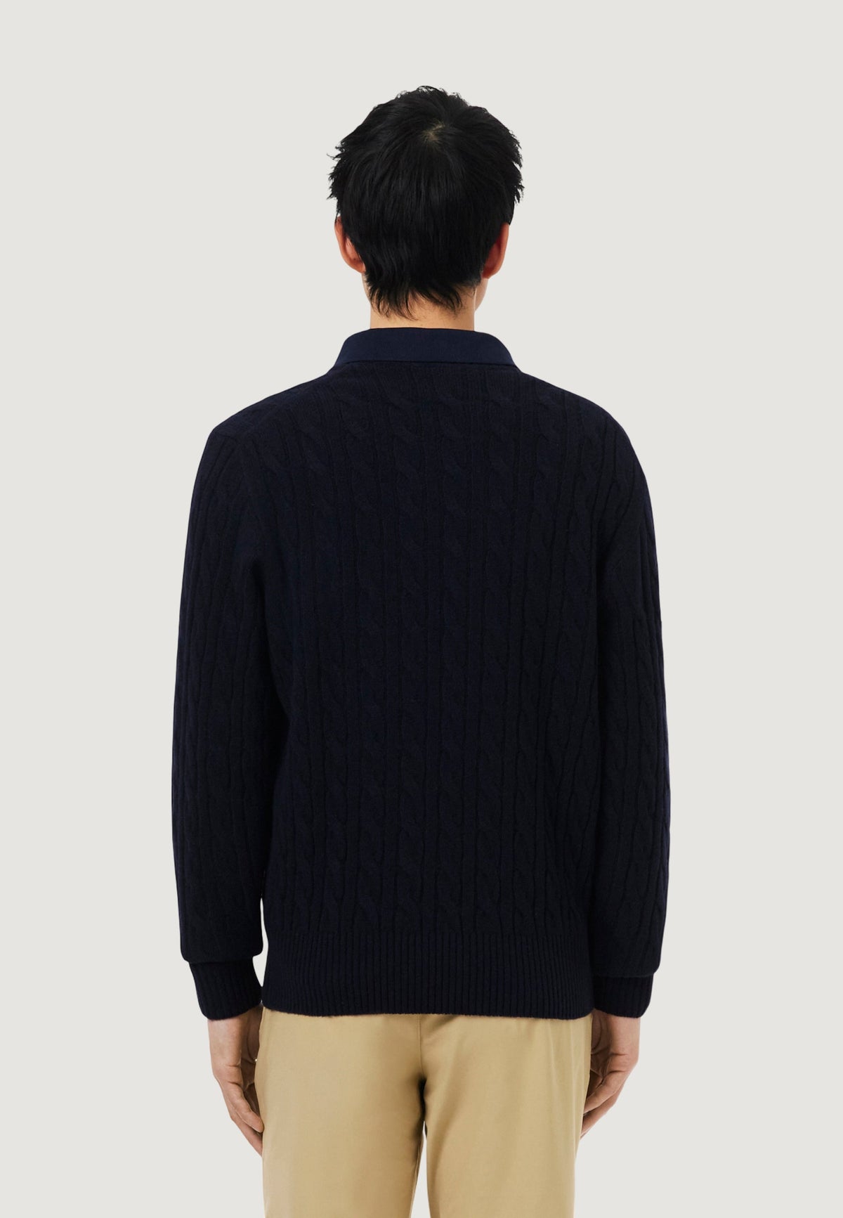 Lacoste Wollen trui met polokraag – Marineblauw