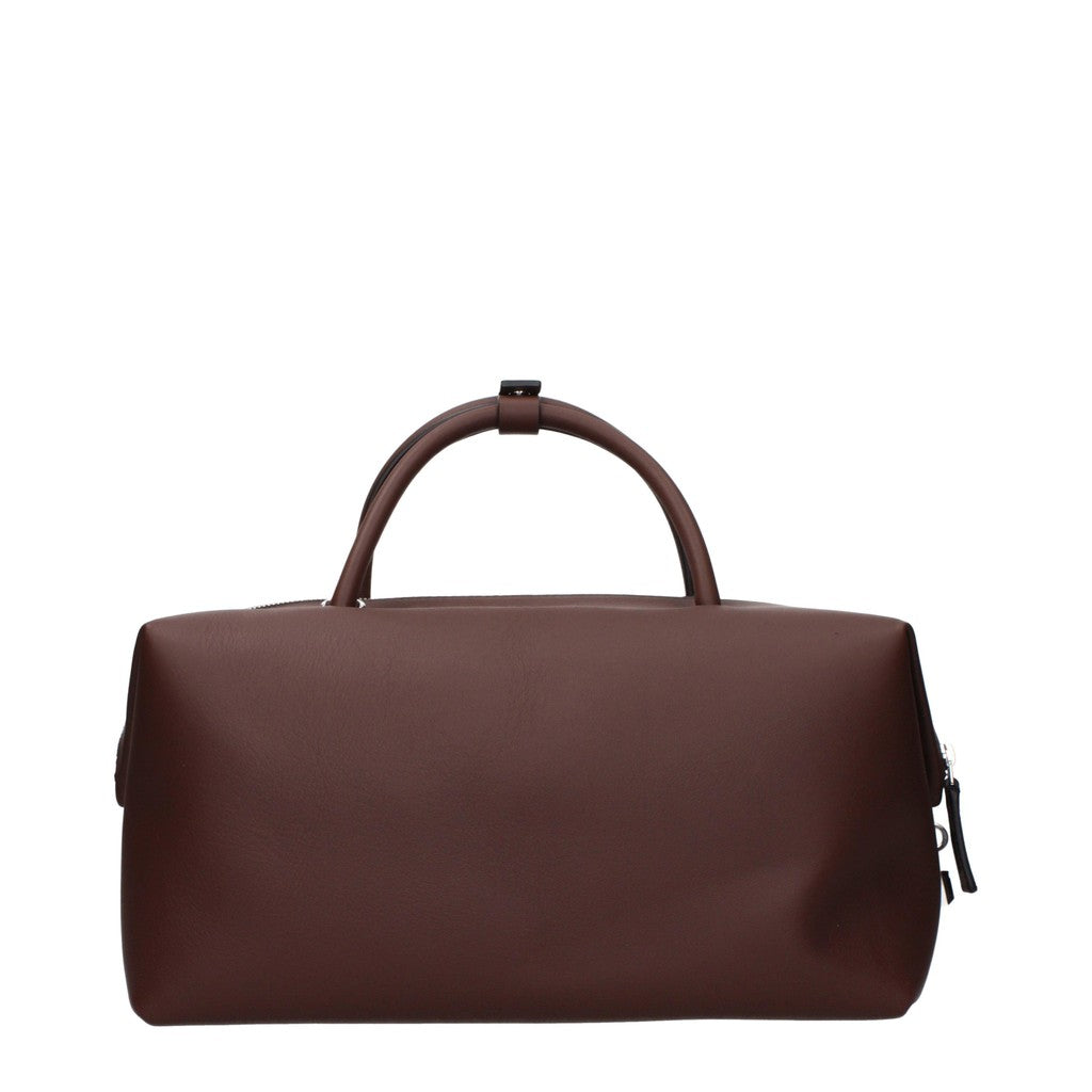 Max Mara Leren Handtas met klepzakken – Bruin