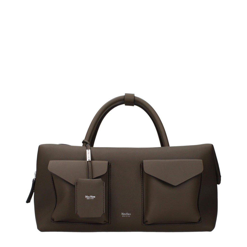 Max Mara Leren Handtas met klepzakken – Groen