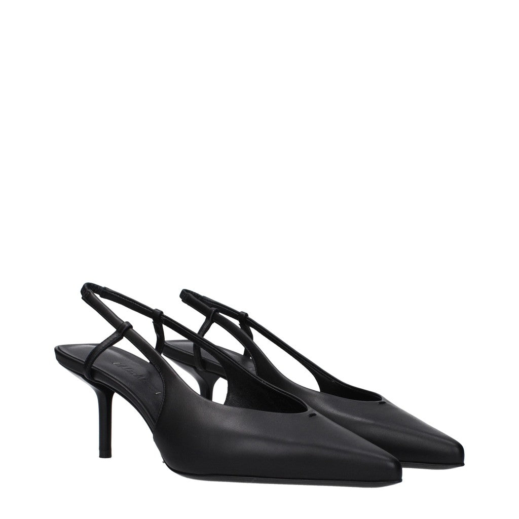 Max Mara Leren pumps met puntige neus – Zwart