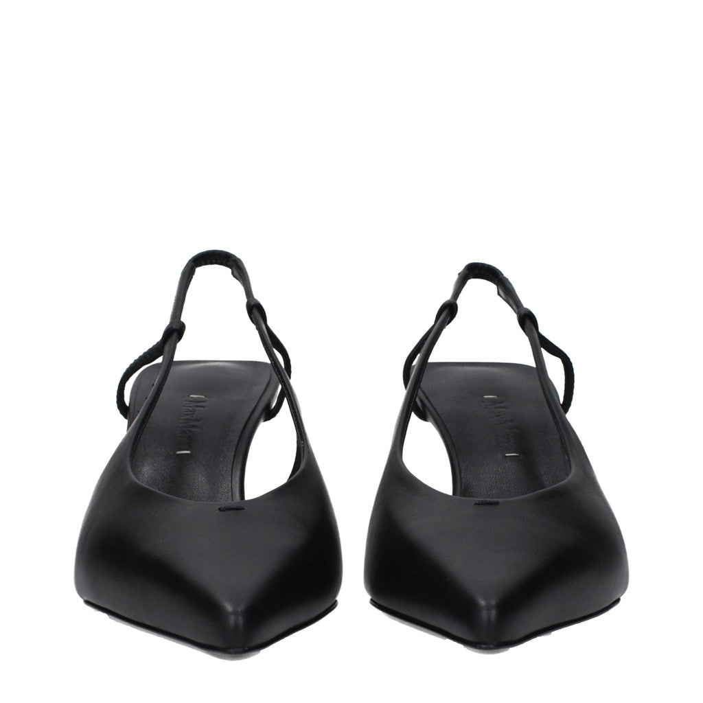 Max Mara Leren pumps met puntige neus – Zwart