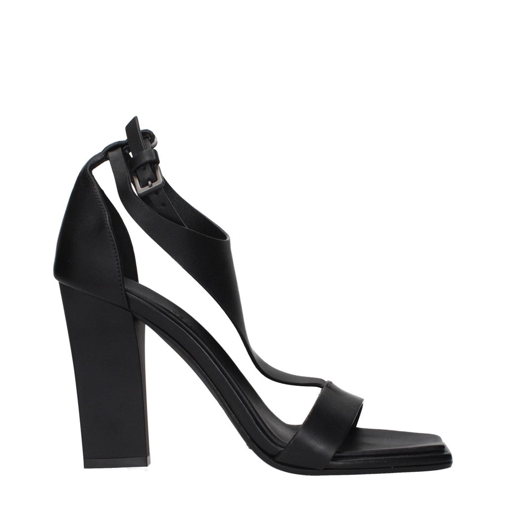 Max Mara Leren sandalen met hak – Zwart