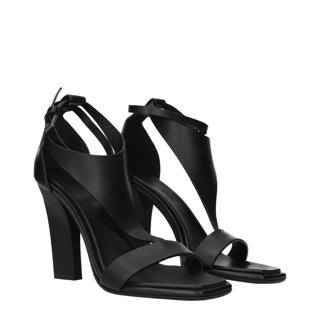 Max Mara Leren sandalen met hak – Zwart