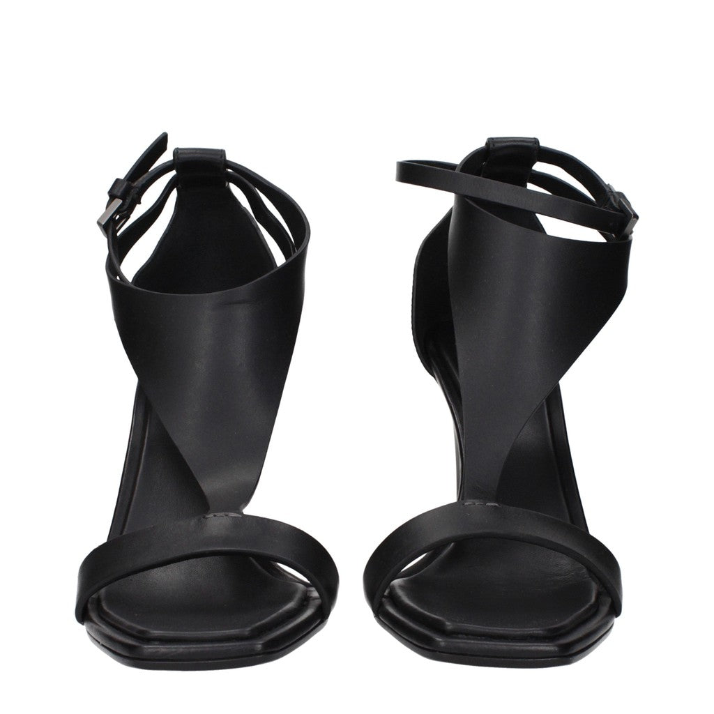 Max Mara Leren sandalen met hak – Zwart