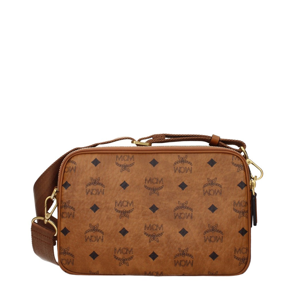MCM Crossbodytas van stof en leer – Cognac