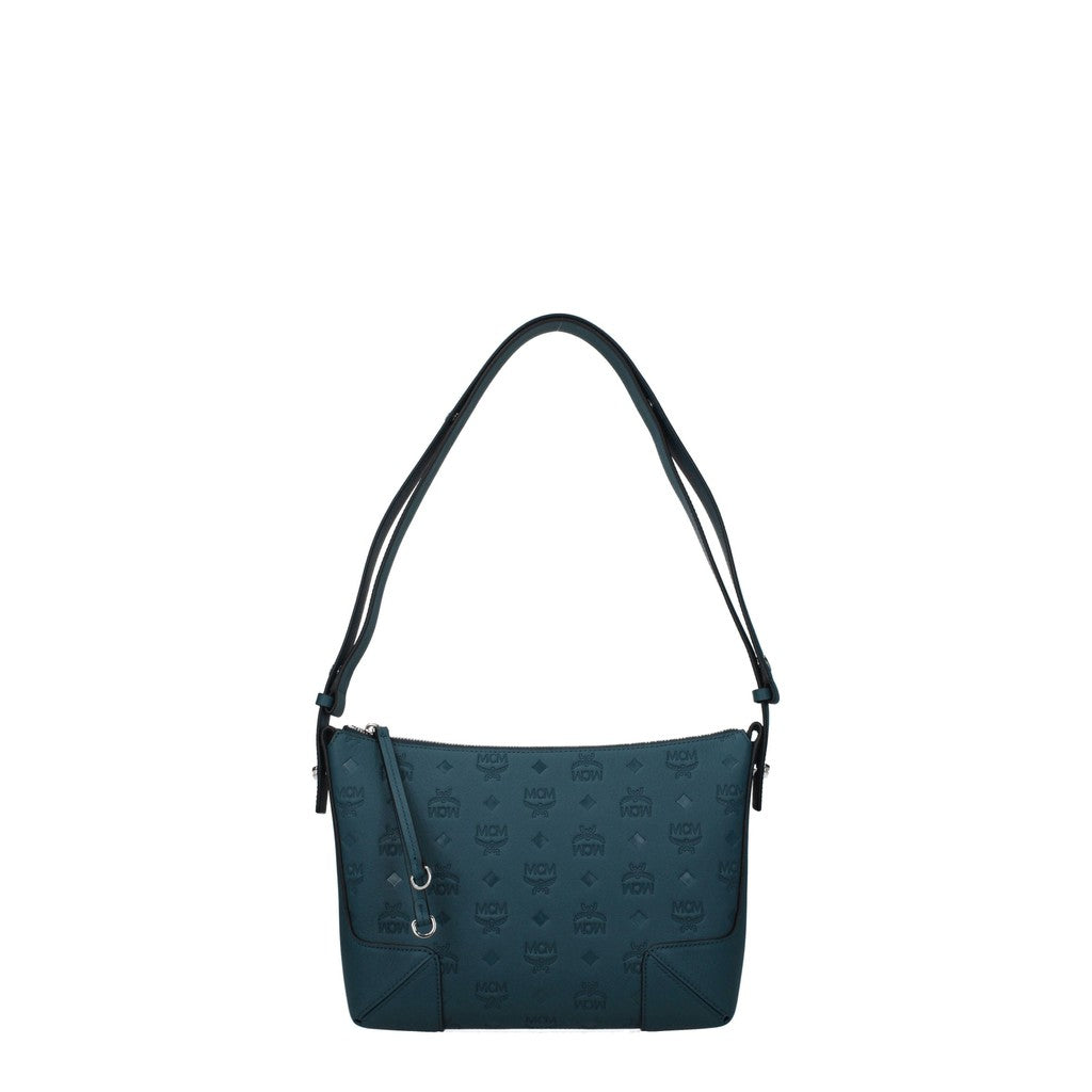 MCM Schoudertas van leer – Petrol