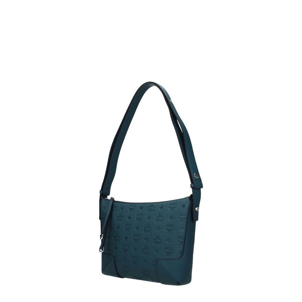 MCM Schoudertas van leer – Petrol