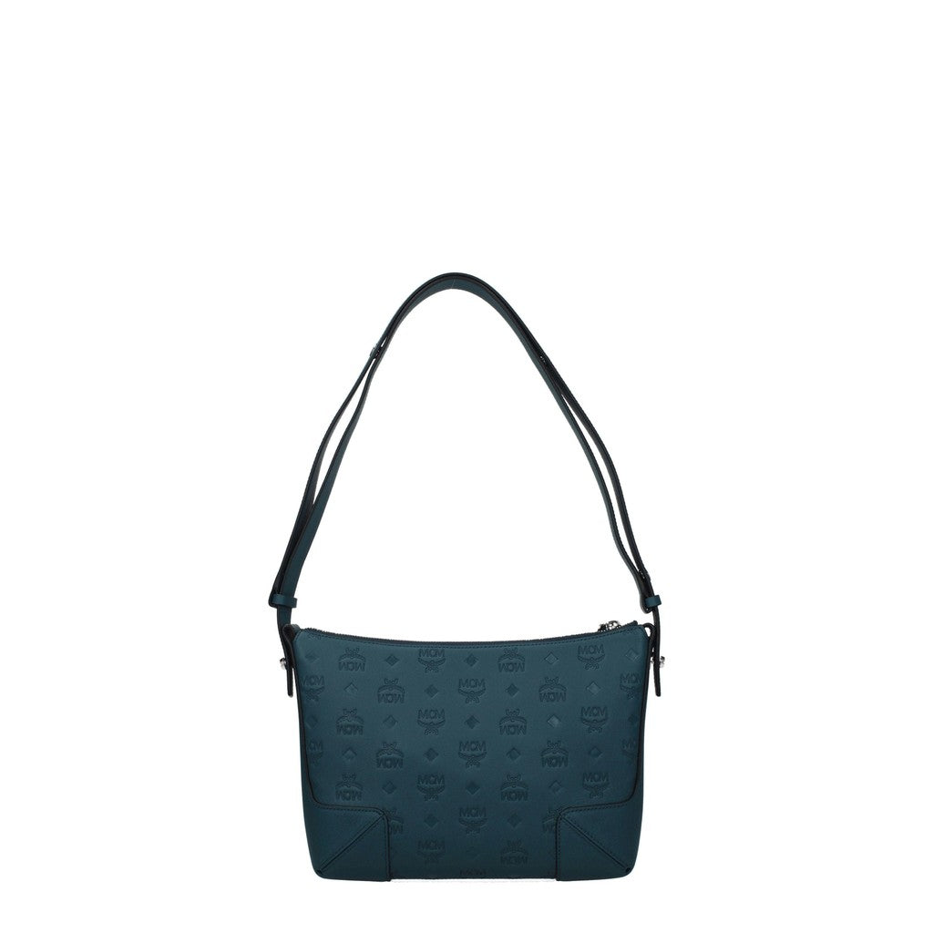 MCM Schoudertas van leer – Petrol