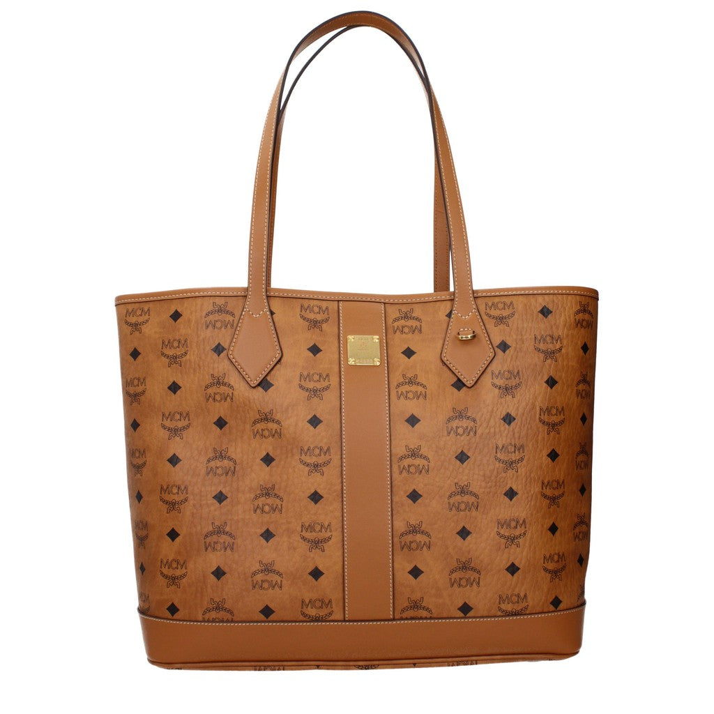 MCM Shopper van stof en leer – Cognac