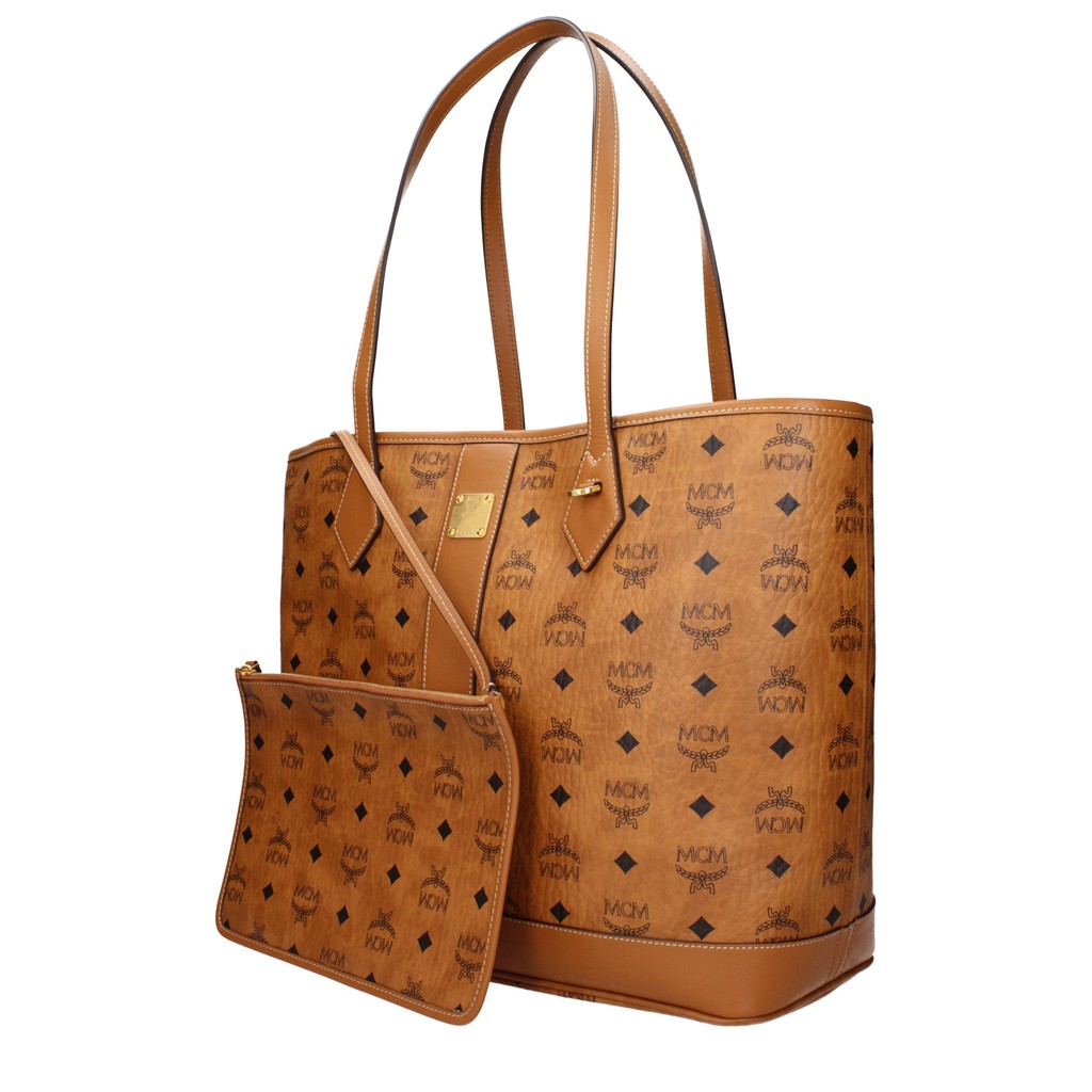 MCM Shopper van stof en leer – Cognac