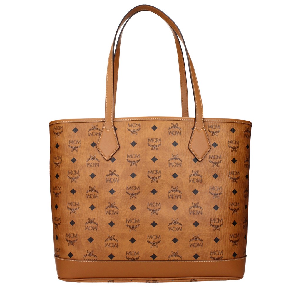MCM Shopper van stof en leer – Cognac