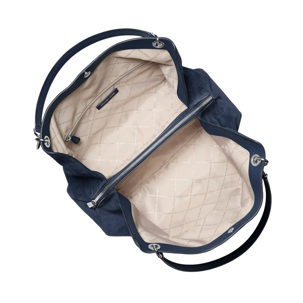 Michael Kors Christina Large Suède schoudertas – Donkerblauw