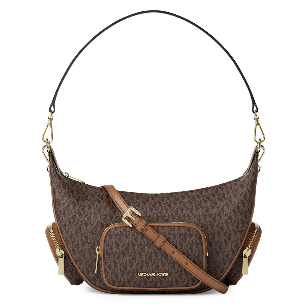 Michael Kors Merritt Medium Schoudertas met logoprint – Bruin