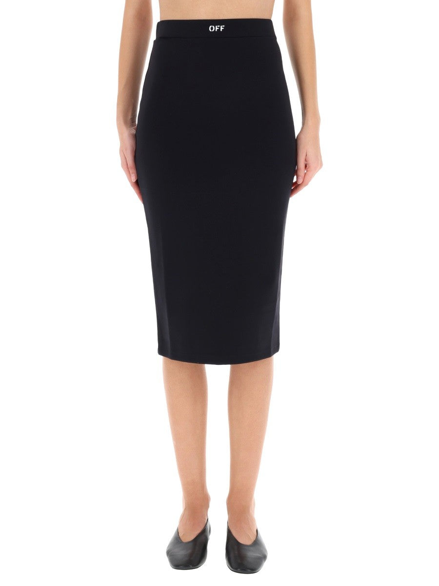 Off-White Midirok met Logo – Zwart