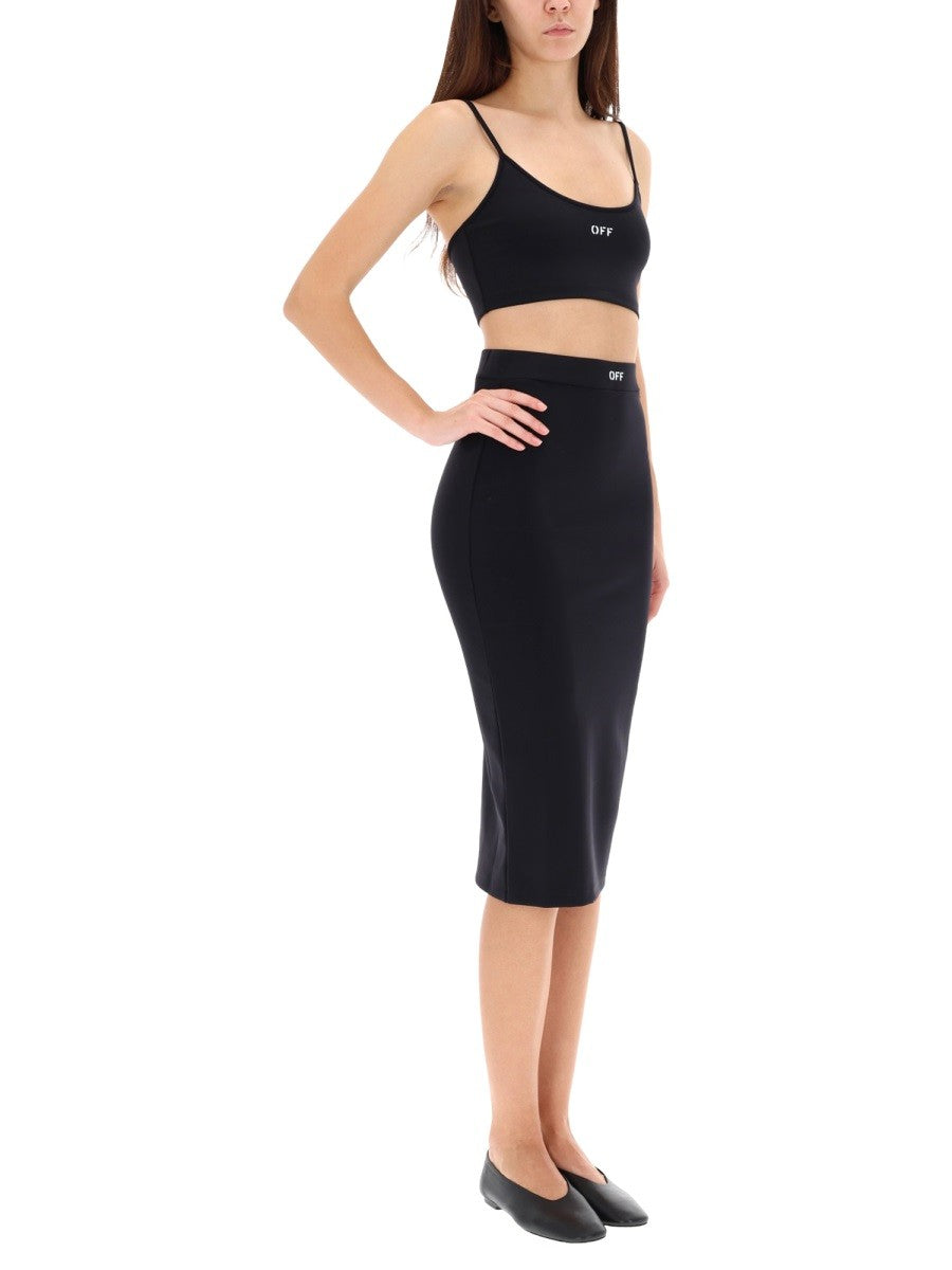 Off-White Midirok met Logo – Zwart