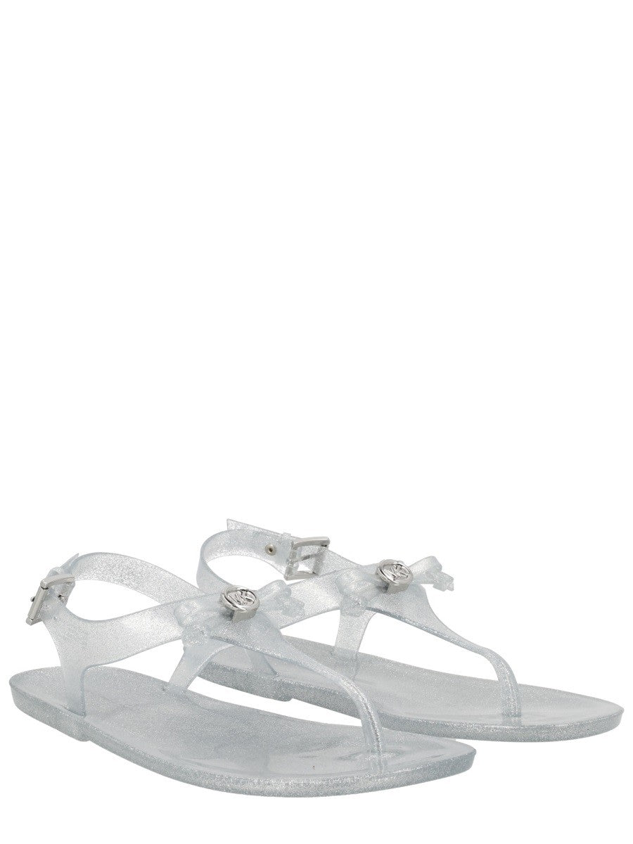Michael Kors Teensandalen met logo – Zilver