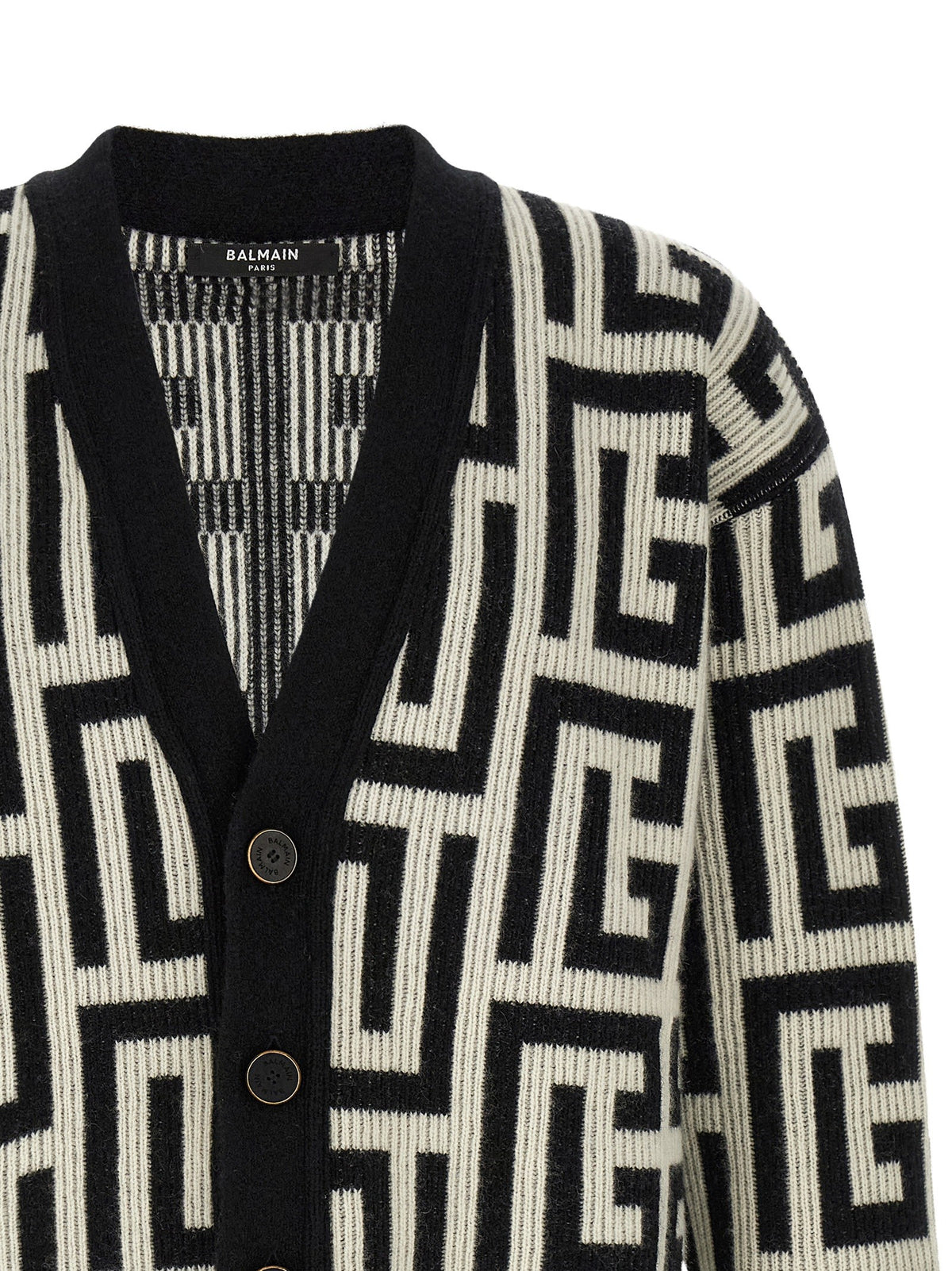 Balmain Vest met monogram – Wit / Zwart