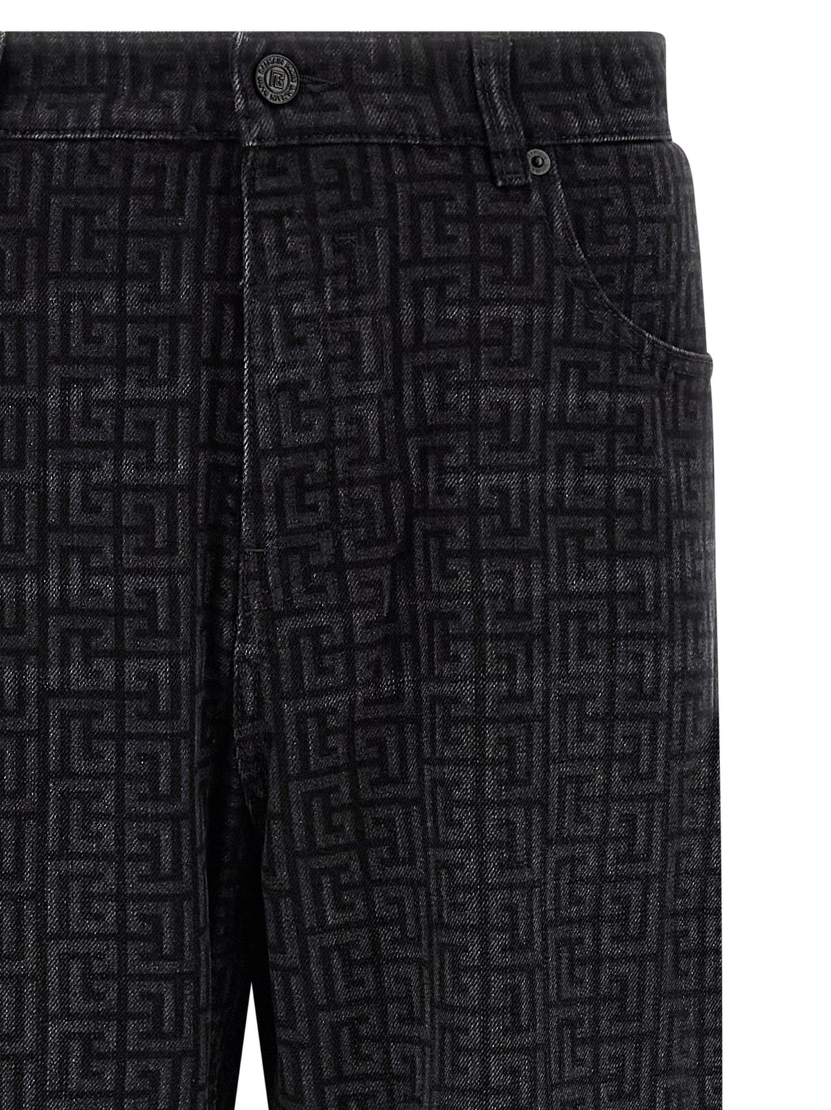 Balmain Jeans met monogram – Zwart