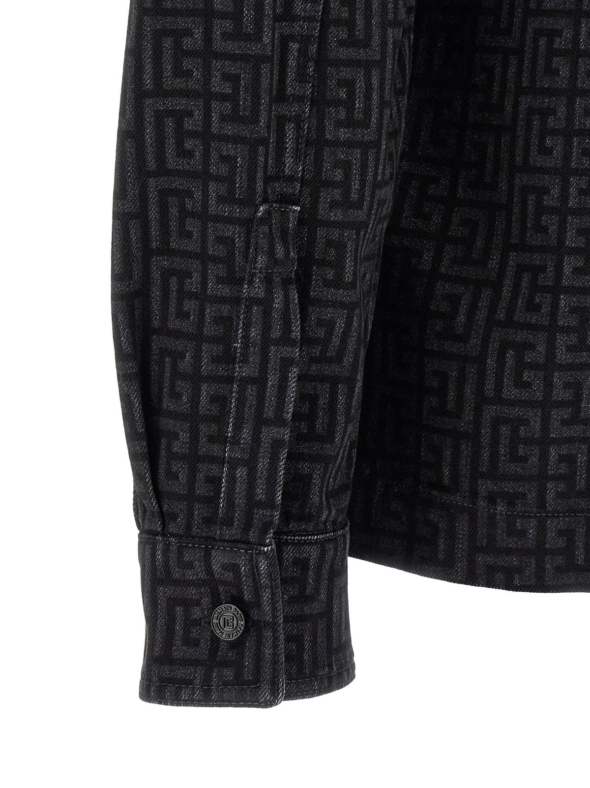 Balmain Overshirt met monogram – Zwart