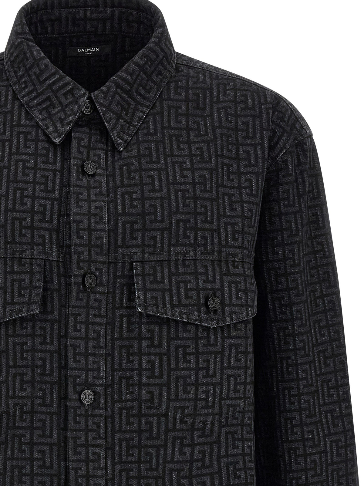 Balmain Overshirt met monogram – Zwart