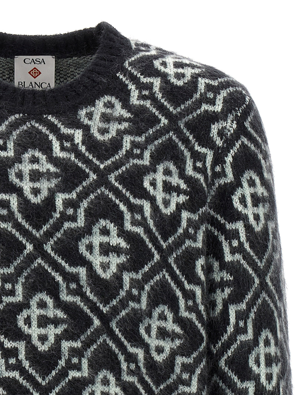 Casablanca Mohair Trui met monogram – Zwart / Wit