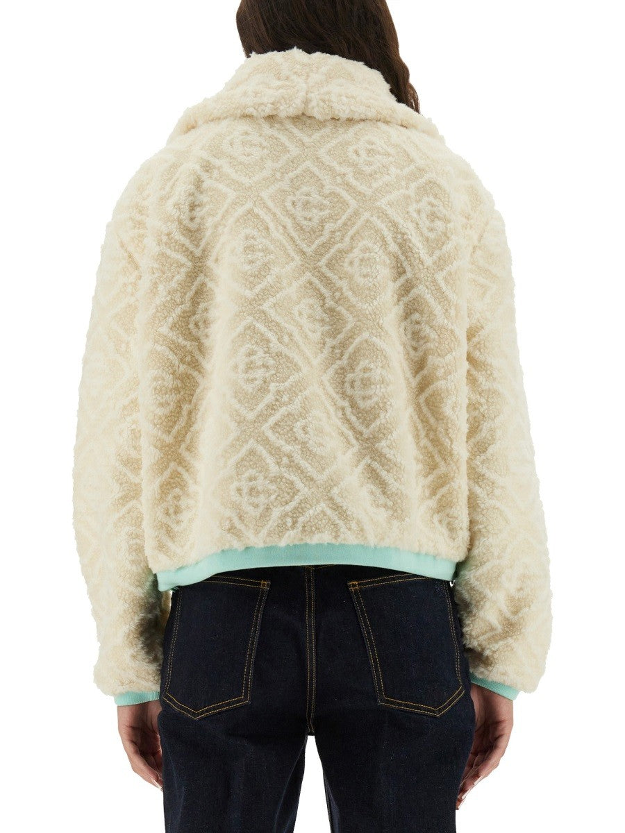 Casablanca Fleecejas met monogram – Wit
