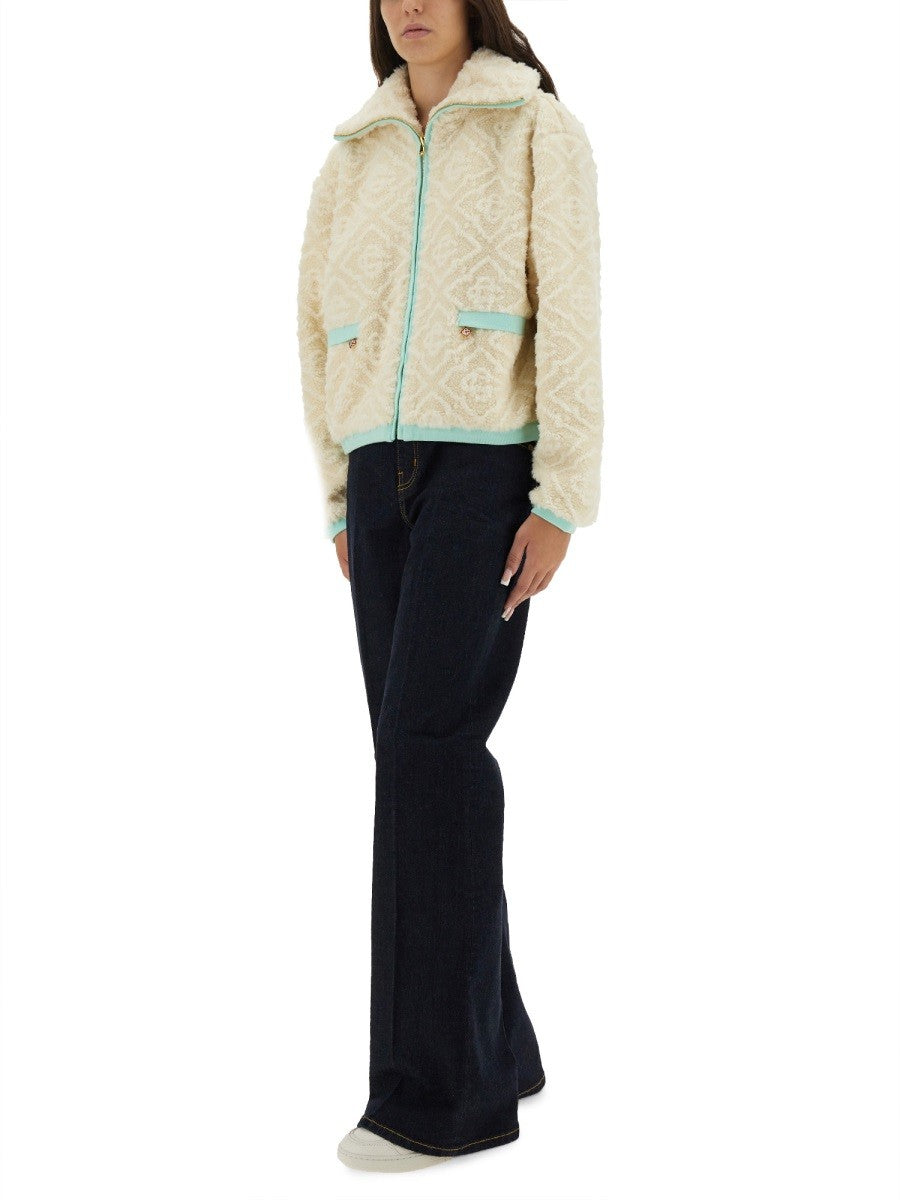 Casablanca Fleecejas met monogram – Wit