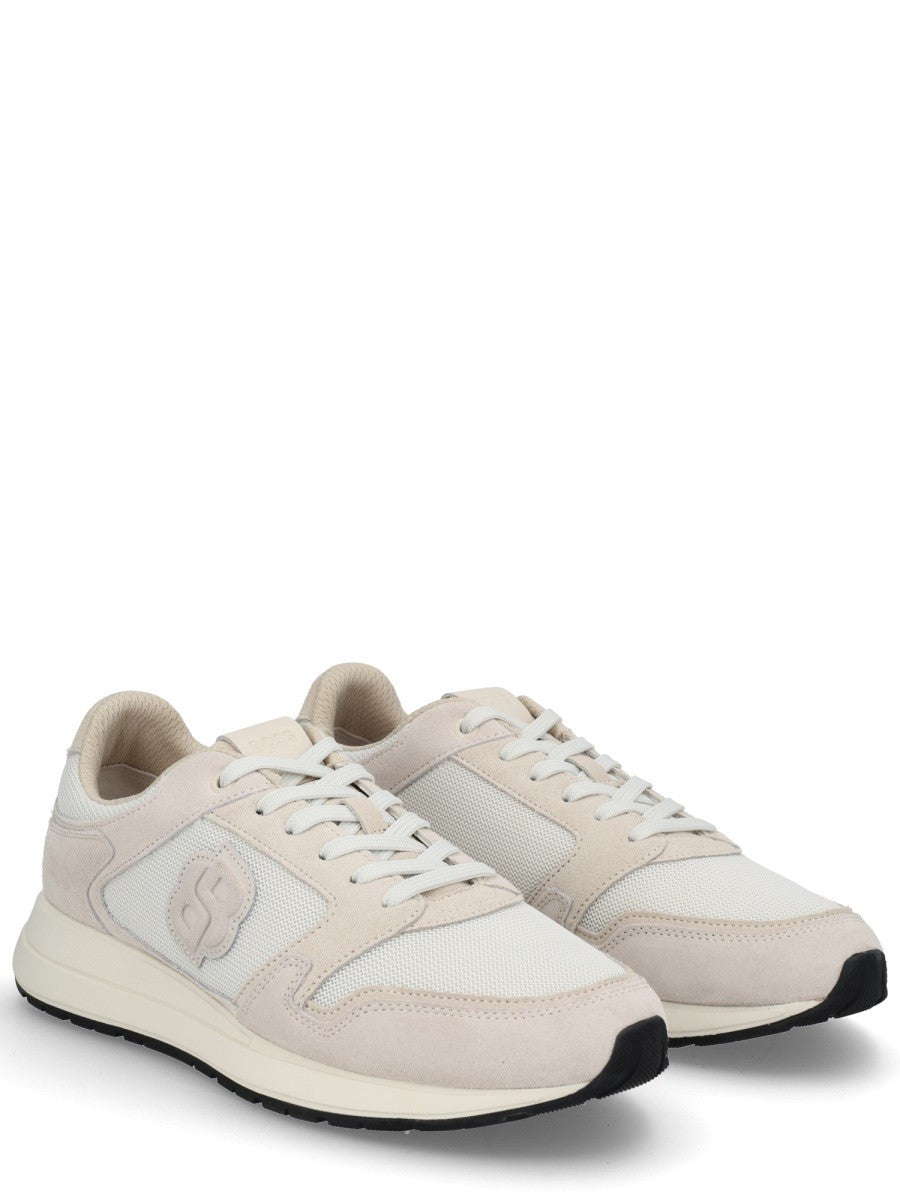 Boss Leren Sneakers met monogram – Gebroken wit
