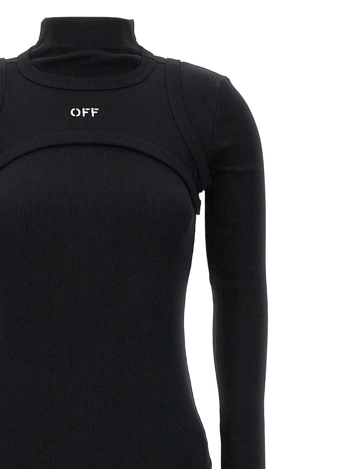 Off-White Off Stamp Rib Jurk – Zwart