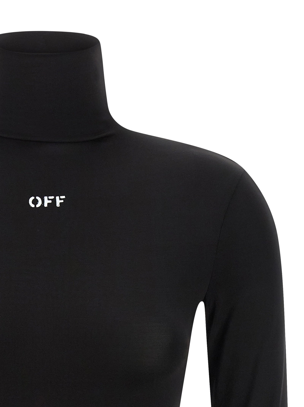Off-White Off Stamp Top met Hoge Hals – Zwart