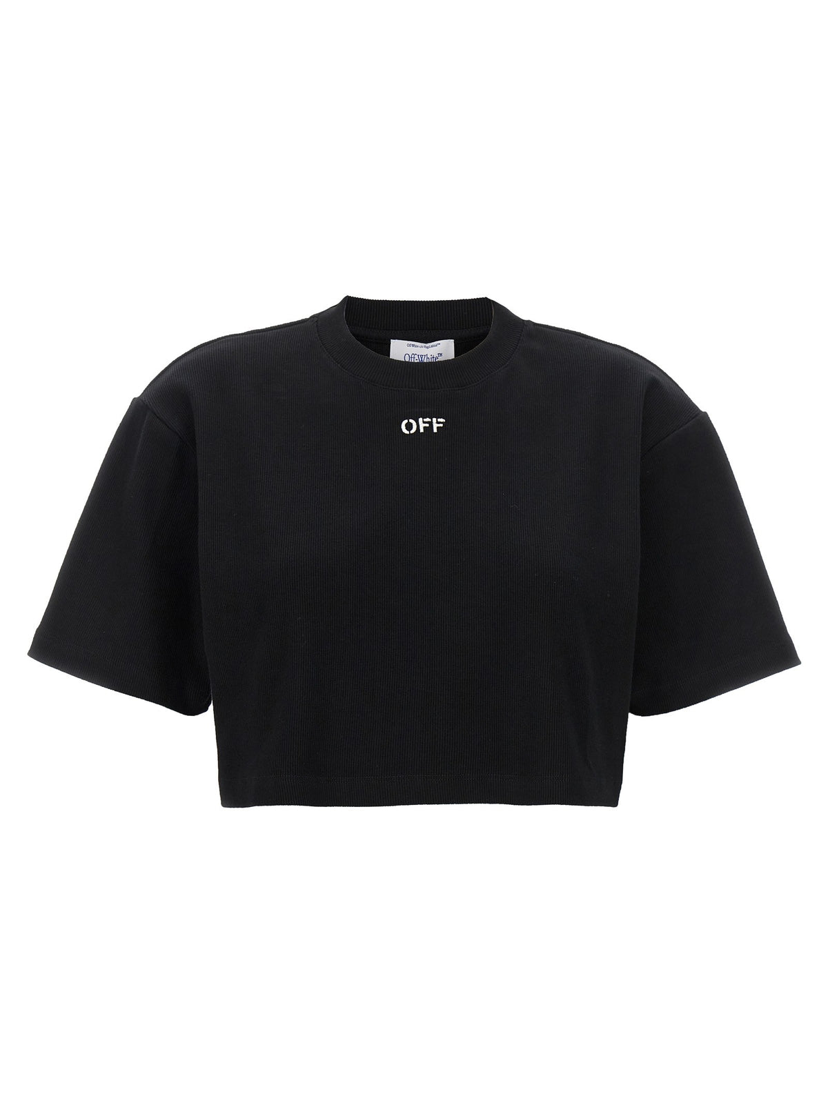 Off-White Off Stamp Cropped T-shirt – Zwart